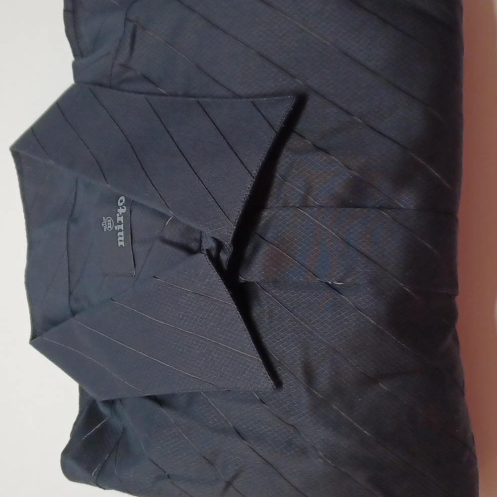 Mirror black men's button down long sleeve shirt XL 17 1/2 44 diamond design